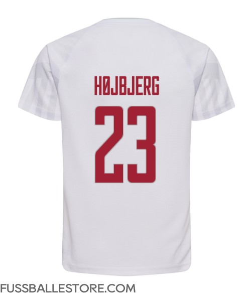 Günstige Dänemark Pierre-Emile Hojbjerg #23 Auswärtstrikot WM 2022 Kurzarm